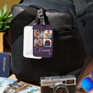 Etiqueta De Bagagem Crie Seu Próprio Nome Personalizado com 4 Fotos