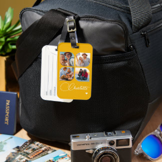 Etiqueta De Bagagem Crie Seu Próprio Nome Personalizado com 4 Fotos