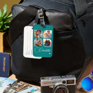 Etiqueta De Bagagem Crie Seu Próprio Nome Personalizado com 4 Fotos