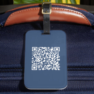 Etiqueta De Bagagem Crie um Código QR Escaneável Azul Marinho Desbot