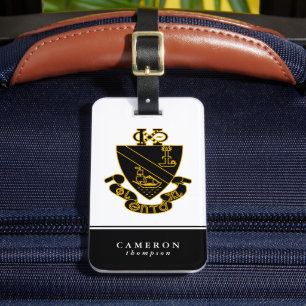 Etiqueta De Bagagem Crista da Phi Chi Theta Dourado e Preto