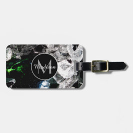 Etiqueta De Bagagem Cristais brancos no espaço exterior preto Monogram