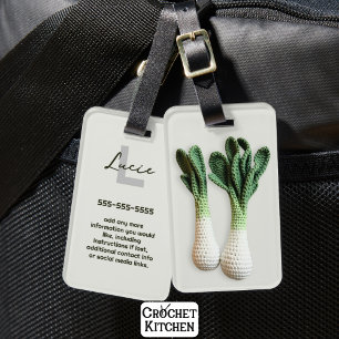 Etiqueta De Bagagem Crochet Minimalista do Jardineiro Verde - Leeks