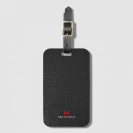 Etiqueta De Bagagem Crocodilo Leather Textura Vermelha
