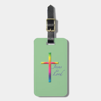 Etiqueta De Bagagem Cruz Arco-Íris Jesus é Senhor/Personalizar Detalhe