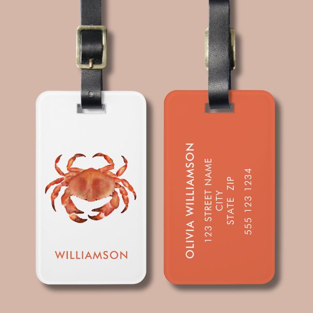 Etiqueta De Bagagem Cruzeiro-de-caranguejo-castanho (Brown crab crustacean personalized luggage tag)