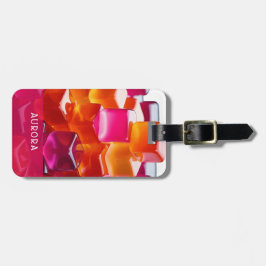 Etiqueta De Bagagem Cubos de Geléia Abstratos Rosa Laranja Vibrante