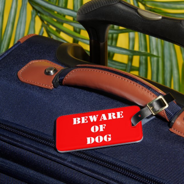 Etiqueta De Bagagem Cuidado divertido com o cão (Frente Insitu 3)