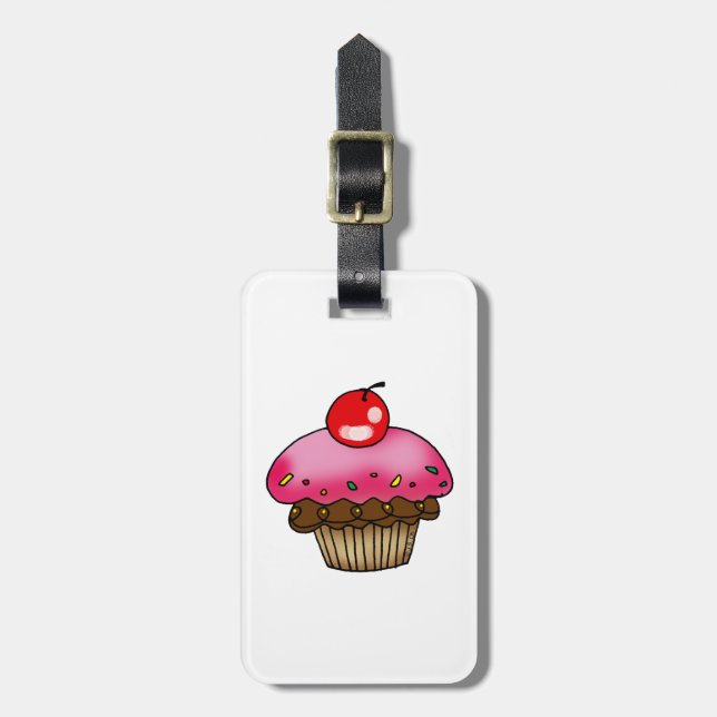 Etiqueta De Bagagem cupcake da cereja (Frente Vertical)