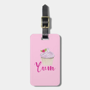 Etiqueta De Bagagem Cupcake do fosco do rosa Yum!