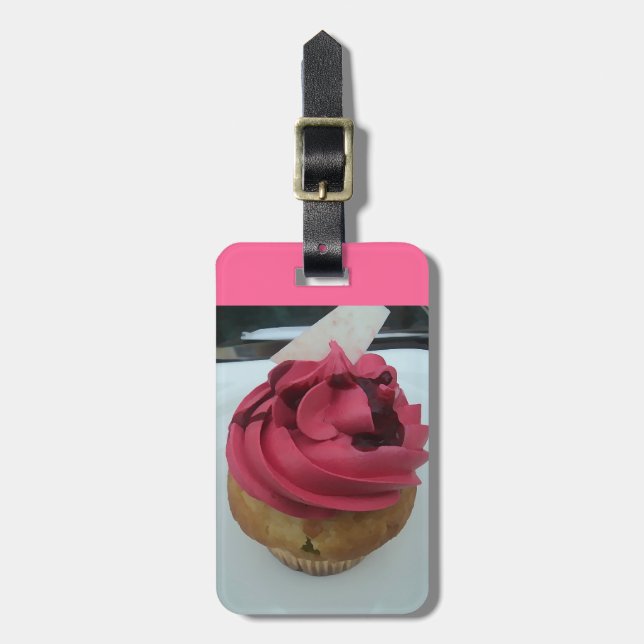 Etiqueta De Bagagem cupcake do rosa quente (Frente Vertical)