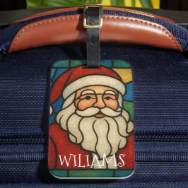 Etiqueta De Bagagem Custom Christmas Santa Art Deco Stained Glass