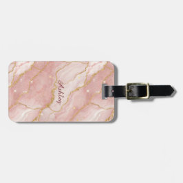 Etiqueta De Bagagem Custom Modern Rose Quartz Marble Gold
