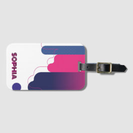 Etiqueta De Bagagem custom name BAUHAUS PINK WHITE DOTS PURPLE 