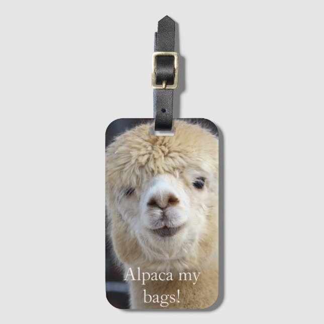 Etiqueta De Bagagem Cute Alpaca face (Frente Vertical)
