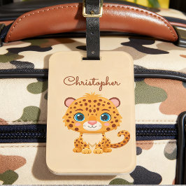 Etiqueta De Bagagem Cute Baby Leopard Safari Animal Kids