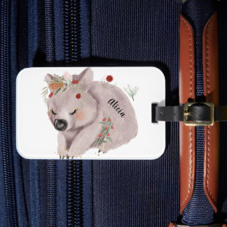 Etiqueta De Bagagem Cute Baby Wombat Dourado Speckle Nome Personalizad