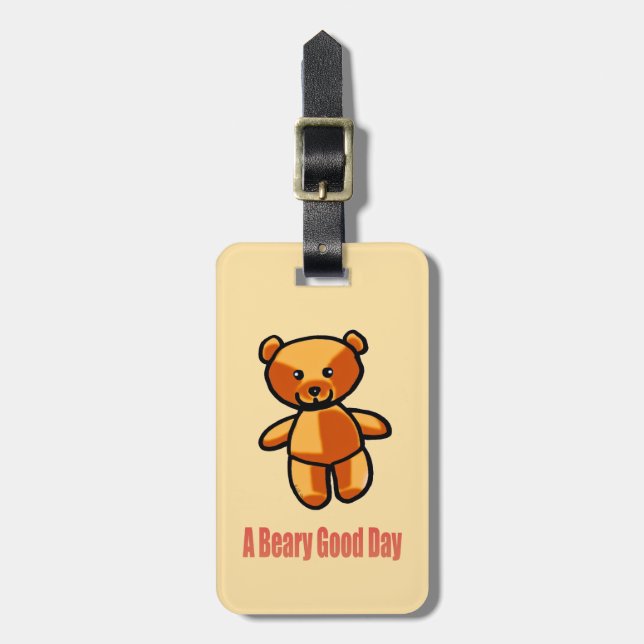 Etiqueta De Bagagem Cute Cartoon Teddy Bear Pun Illustration (Frente Vertical)