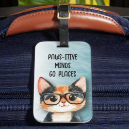 Etiqueta De Bagagem Cute Cat School, Sports