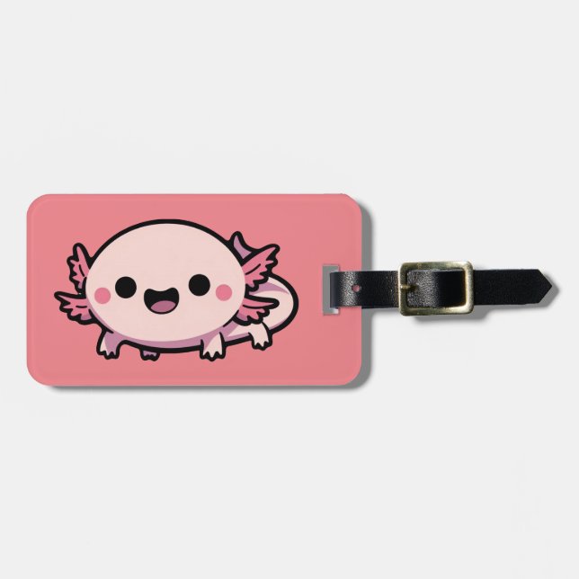 Etiqueta De Bagagem Cute Chibi Axolotl (Frente Horizontal)