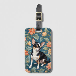 Etiqueta De Bagagem Cute Chihuahua William Morris Inspirou Floral
