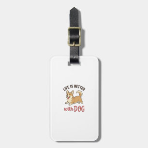 Etiqueta De Bagagem Cute Corgi Cachorro Vida É Melhor Com Cão Design_1