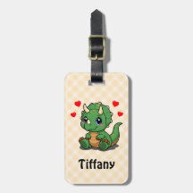 Cute Dinosaur Bag Tag – Adicionar Nome