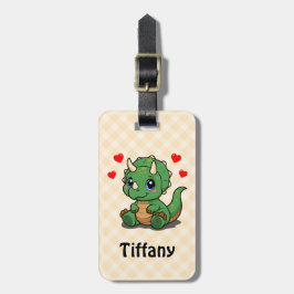 Etiqueta De Bagagem Cute Dinosaur Bag Tag – Adicionar Nome