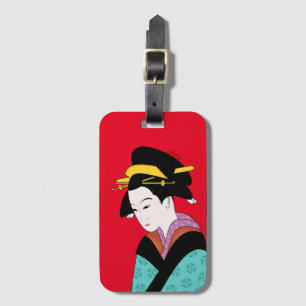 Etiqueta De Bagagem Cute Geisha Arte Japonesa