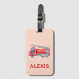 Etiqueta De Bagagem Cute Motor dos Bombeiros Monograma Personalizado C