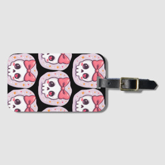 Etiqueta De Bagagem Cute Pastel Goth Skull with Bow