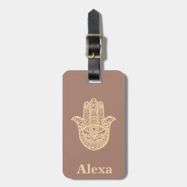 Etiqueta De Bagagem Cute personalizado, sortudo, Hamsa, terracotta Dou