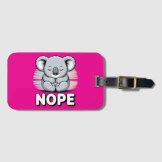 Etiqueta De Bagagem Cute Sleeping Koala “Nope” Funny Cartoon