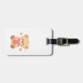 Etiqueta De Bagagem Cute Teddy Bear Holding Heart – Valentine Love Ill