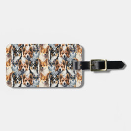 Etiqueta De Bagagem Cute Watercolor Corgi Dog Pattern                 