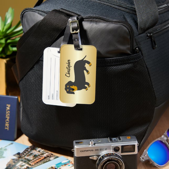 Etiqueta De Bagagem Dachshund Design Personalizado (Frente e Verso)