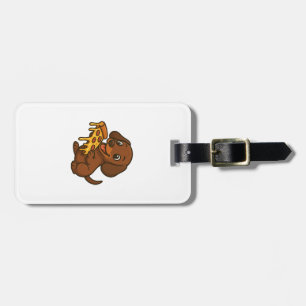 Etiqueta De Bagagem Dachshund fofo desenho animado amante de pizza cac