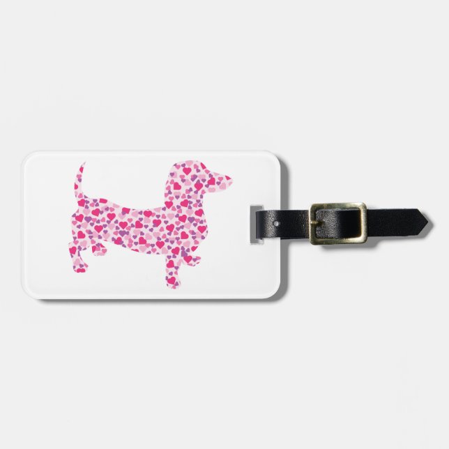 Etiqueta De Bagagem Dachshund Hearts (Frente Horizontal)