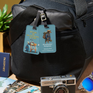 Etiqueta De Bagagem Dachshund Hiker Personalized  + Hi it' Me bag