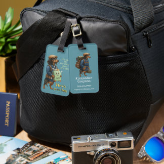 Etiqueta De Bagagem Dachshund Hiker Personalized  + Hi it' Me bag