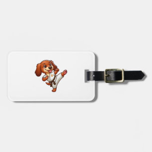 Etiqueta De Bagagem Dachshund karate artes marciais chute alto