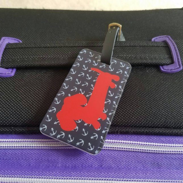 Etiqueta de Bagagem Dachshund Náutica (Nautical dachshund luggage bag tag)