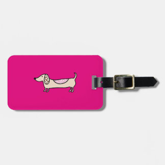Etiqueta De Bagagem Dachshunds bonitos cor-de-rosa