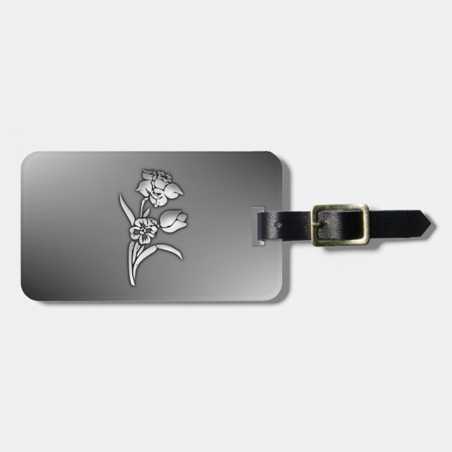 Etiqueta De Bagagem Daffodilo preto e branco (Frente Horizontal)