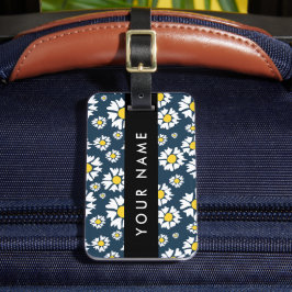 Etiqueta De Bagagem Daisy Pattern, White Daisies, Seu Nome