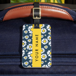 Etiqueta De Bagagem Daisy Pattern, White Daisies, Seu Nome