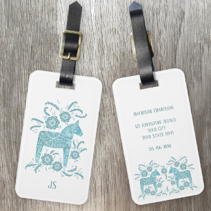 Etiqueta De Bagagem Dala Horse Monograma Sueco