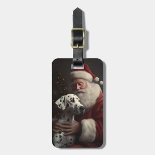 Etiqueta De Bagagem Dalmácia com Papai Noel Natal Festivo