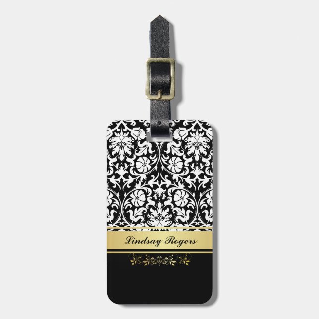 Etiqueta De Bagagem Damasco branco (Frente Vertical)