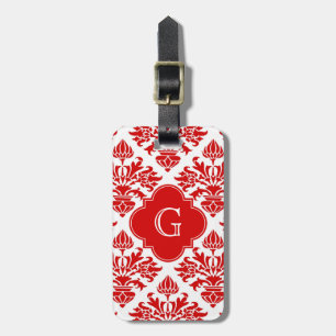 Etiqueta De Bagagem Damasco floral vermelho #3 do vintage com